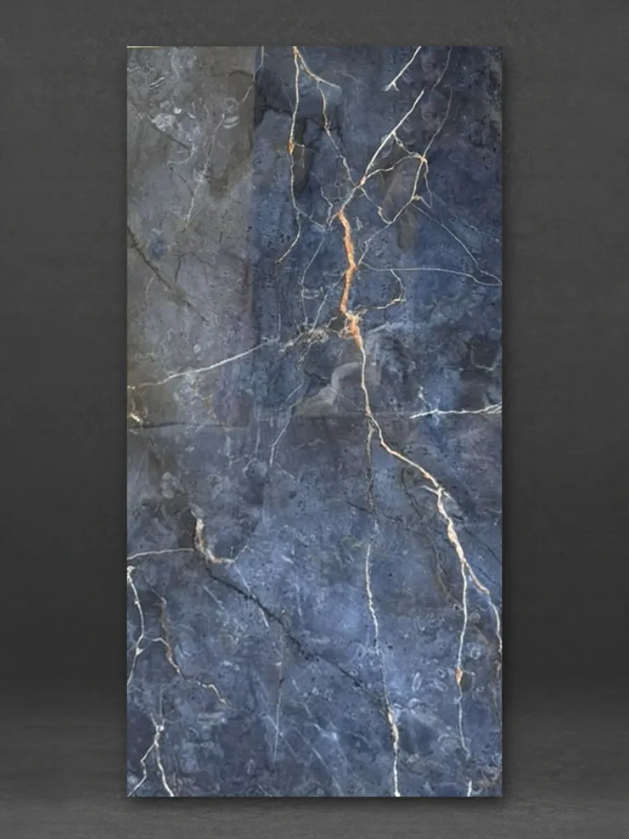 Blue Gold Vein Marble Polished Flooring